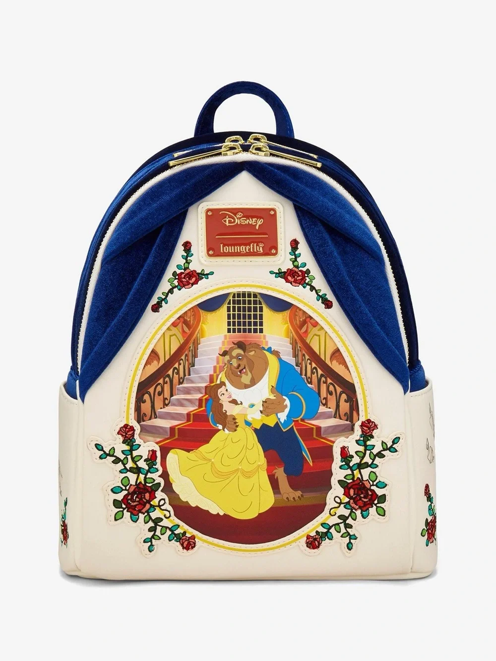 Loungefly Ivory, Blue & Yellow Beauty and the Beast Mini Backpack